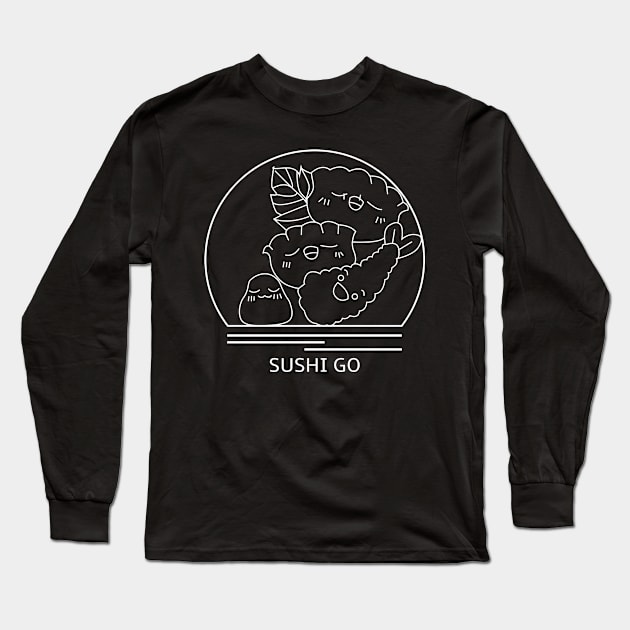 Sushi Go Minimalist Line Drawing - Board Game Inspired Graphic - Tabletop Gaming  - BGG Long Sleeve T-Shirt by MeepleDesign